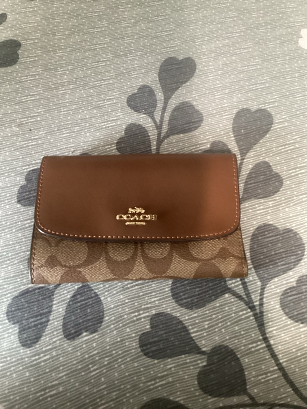 Coach Signature Canvas & Leather Flap Wallet